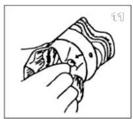 Illustration of a hand holding a curved object with a small inset showing a circular feature (no text or symbols)