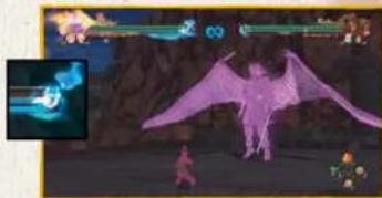 Game scene with character in purple outfit, floating platform, and game interface elements (no readable text or symbols)