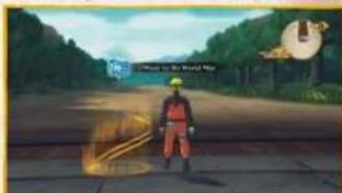 Animated scene showing a person in orange uniform standing on a road with trees and a large circular emblem in the background (no readable text or symbols)