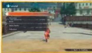 Street photo showing a person in red clothing pulling a large container with visible text labels and background buildings