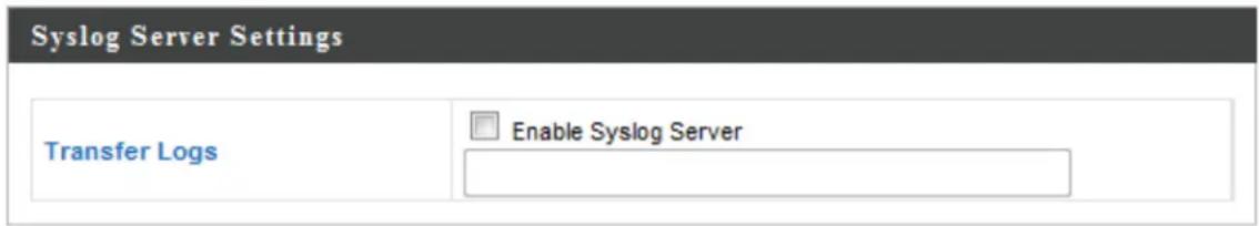 Syslog Server Settings Transfer Logs Enable Syslog Server