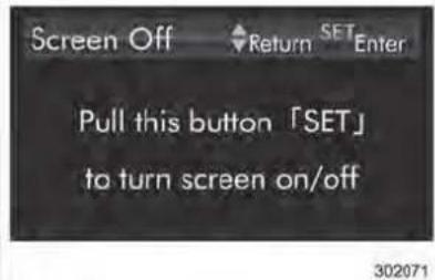 Screen Off Return SET Enter Pull this button 「SET」 to turn screen on/off