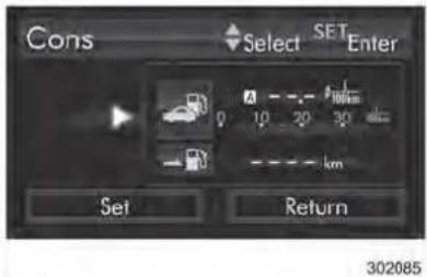 Cons Select SET Enter 0 10 20 30 - - - - km Set Return 302085