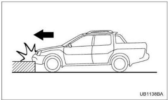 Line drawing of a pickup truck on a slope with an arrow indicating motion, no text or symbols present