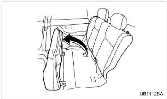Line drawing of a car interior showing seatbelt and dashboard (no text or symbols)