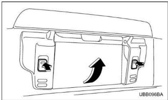 Line drawing of a car front panel with an upward arrow indicating motion (no text or symbols)