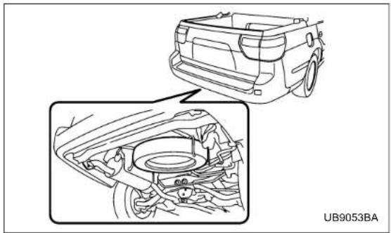 Technical line drawing of a car engine compartment showing internal components and assembly (no text or symbols)