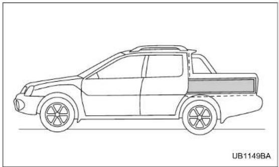 Side profile line drawing of a pickup truck (no text or symbols on the vehicle itself)