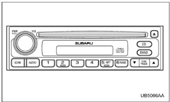 PWR VOL SUBARU CD BAND SCAN AUDIO 1 2 3 4 5 RPT 6 RAND TUBE TRACK UB5066AA