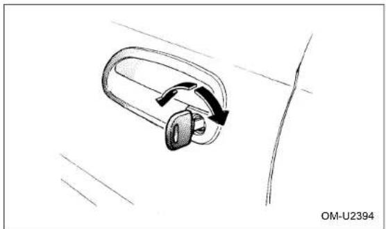Simple line drawing of a car handle with a curved handle and arrow indicating direction (no text or symbols)