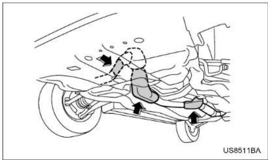 Diagram of a car's wheel assembly with arrows indicating motion direction (no text or symbols)