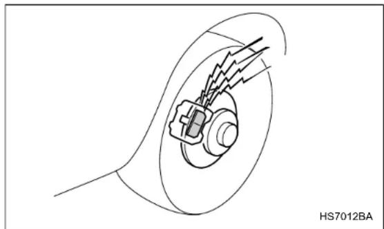Technical line drawing of a mechanical component with internal components and motion lines (no text or symbols)