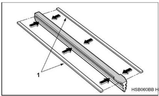 Technical diagram of a mechanical assembly with directional arrows and labeled component (HSB060BB H), no readable text or symbols beyond labels.