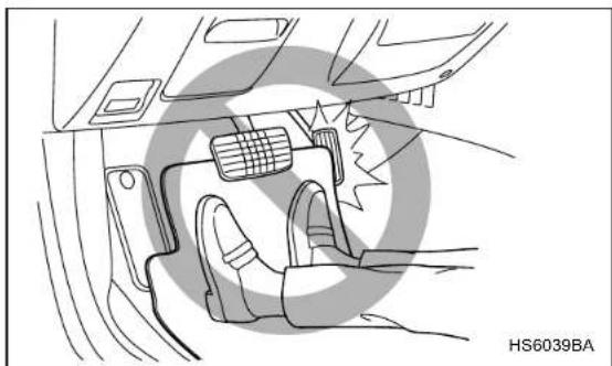 Diagram of a car interior showing foot and seat components with a highlighted circular area (no text or symbols)