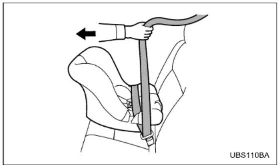 Diagram of a car seatbelt buckle being lifted by a hand, showing the blade and seat (no text or symbols)
