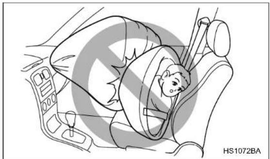 Line drawing of a car's seatbelt mechanism, showing a person inside the seat with no text or symbols