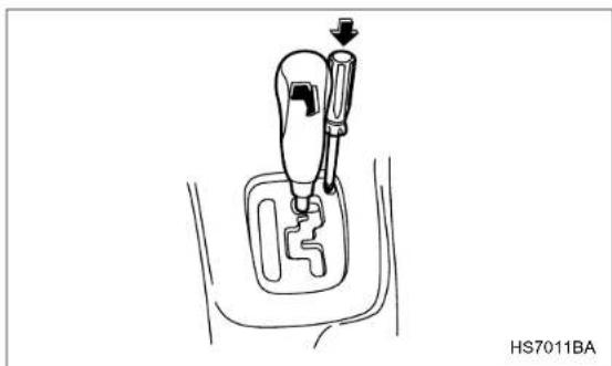 Line drawing of a mechanical lever assembly with a downward arrow indicating motion (no text or symbols)