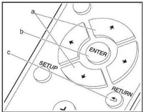 a b c ENTER SETUP RETURN