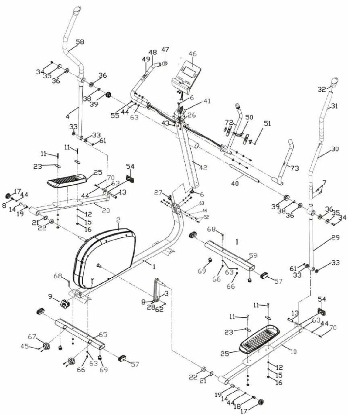 Technical diagram of a mechanical device with numbered components and labeled parts, likely for assembly or maintenance purposes.