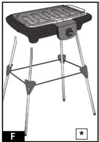 Illustration of a portable table with a gridded top and four legs, no text or symbols present.