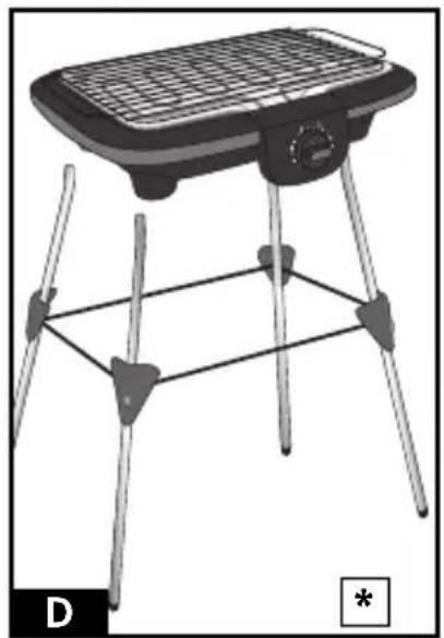 Illustration of a portable picnic table with a gridded top and four legs, no text or symbols present.