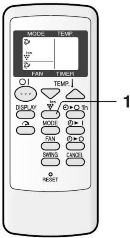 MODE TEMP. FAN TIMER TEMP. DISPLAY TON 1h MODE 2▶I FAN 3▶○ SWING CANCEL RESET 1
