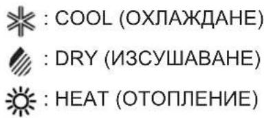 : COOL (ОХЛАЖДАНЕ) : DRY (ИЗСУШАВАНЕ) : HEAT (ОТОПЛЕНИЕ)
