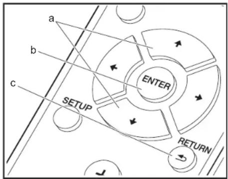 a b c ENTER SETUP RETURN