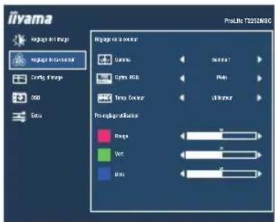 IIYAMA ProLite T2252MSC - Réglage de la couleur \*¹ Color Settings - 1