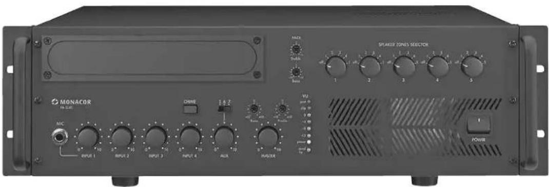 MONACOR Sound Receiver SPEAKER ZONES SEEDUCTOR MASC INPUT 1 INPUT 2 INPUT 3 INPUT 4 INPUT 5 OUTPUT CHIME 1.0.7 Power MAJOR