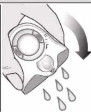 Illustration of a hand holding a mechanical component with droplets falling, no text or symbols present