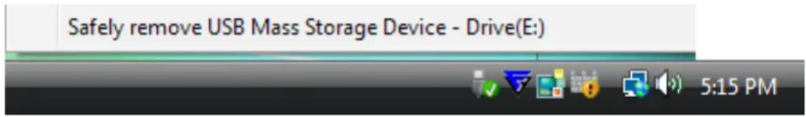 Safely remove USB Mass Storage Device - Drive(E:) 5:15 PM