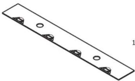 Pure technical line drawing of a rectangular plate with four circular holes, no text or symbols present