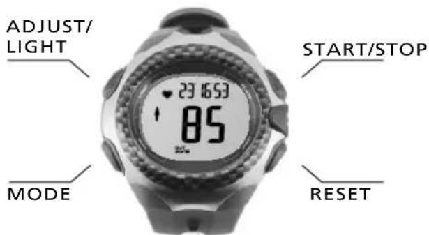 ADJUST/ LIGHT 23 16:53 85 MODE START/STOP RESET