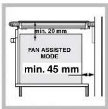 min. 20 mm FAN ASSISTED MODE min. 45 mm