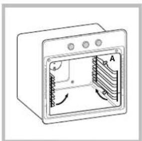 Diagram of a microwave oven with internal airflow and labeled components (no text or symbols)