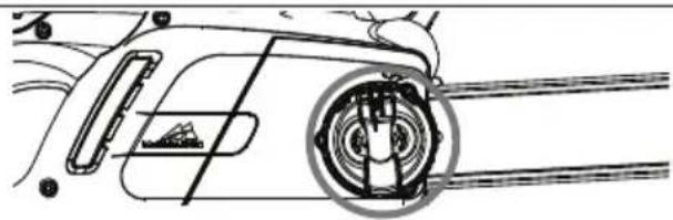 Technical line drawing of a car interior showing dashboard, wheel, and dashboard components (no text or labels)
