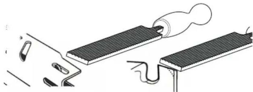 Diagram showing two components of a device with wires and connectors, no text or symbols present