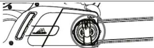 Technical line drawing of a car interior showing dashboard, wheel, and intake manifold (no text or symbols)