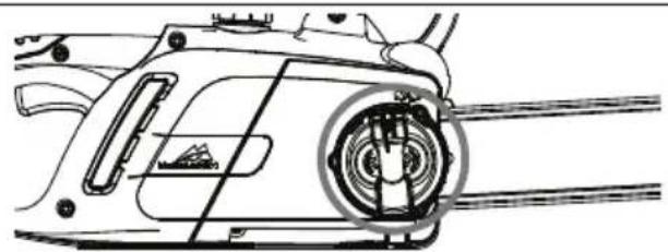 Technical line drawing of a vehicle's front wheel assembly (no text or symbols)