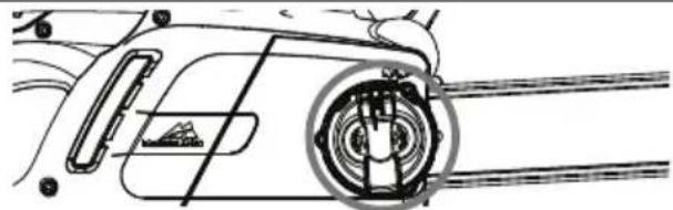 Technical line drawing of a car interior showing wheel and dashboard components (no text or symbols)