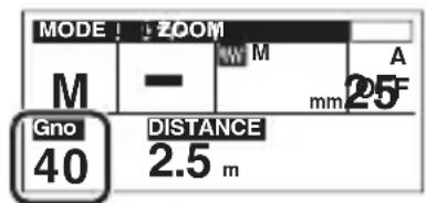 MODE ! ZOOM M — M A mm 25° Gno DISTANCE 40 2.5 m