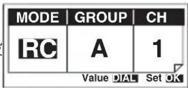 MODE | GROUP | CH IRC | A | 1 Value DIAL Set OK