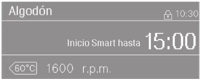 Algodón 10:30 Inicio Smart hasta 15:00 60°C 1600 r.p.m.
