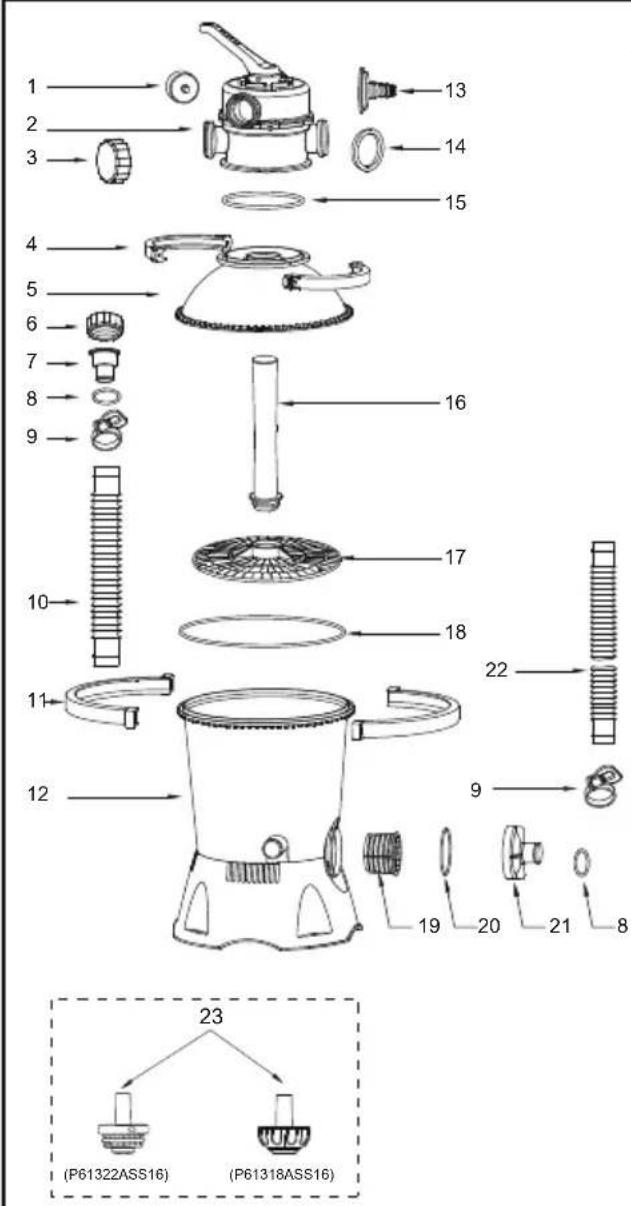 1 2 3 4 5 6 7 8 9 10 11 12 13 14 15 16 17 18 22 9 19 20 21 8 23 (P61322ASS16) (P61318ASS16)