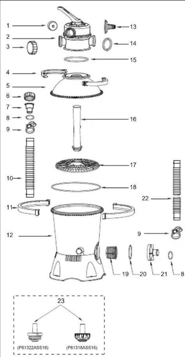 1 2 3 4 5 6 7 8 9 10 11 12 13 14 15 16 17 18 22 9 19 20 21 8 23 (P61322ASS16) (P61318ASS16)