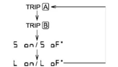 graph TD A["TRIP A"] --> B["TRIP B"] B --> C["5 on/5 oF*"] C --> D["L on/L oF*"]