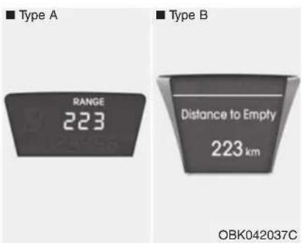 ■ Type A RANGE 223 ■ Type B Distance to Empty 223 km OBK042037C