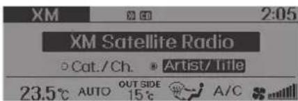 XM 2:05 XM Satellite Radio Cat./Ch. Artist/Title 23.5°C AUTO OUTSIDE 15°C A/C