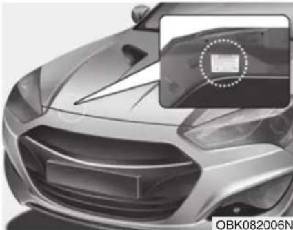 HYUNDAI Genesis Coupe (2015) - ÉTIQUETTE DE FLUIDE FRIGORIGÈNE - 1